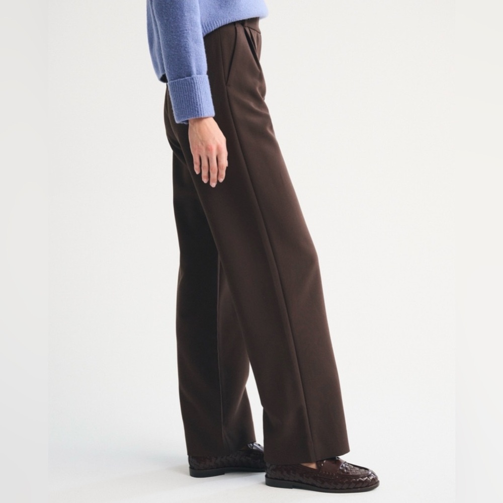 Abercrombie & Fitch Sloane Tailored Wide-Leg High-Rise Pants in Dark Brown 26R - Picture 3 of 8